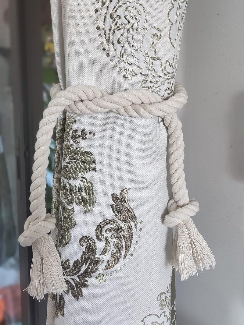 Yteseery 6 Pack Curtain Tiebacks, Outdoor Curtain Ties, Natural Cotton Curtain Holders, Village Rural Rustic Curtain Holdbacks, Farmhouse Boho Rope Curtain Tie Back for Drapery Patio, Beige - Image 3